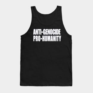 Anti-GENOCIDE PRO-HUMANITY - Blue and White - Front Tank Top